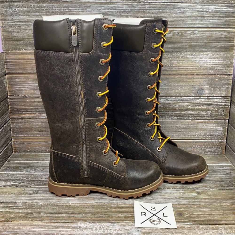 NWOT Timberland Girls Classic Tall Lace Up Boots With Side Zip